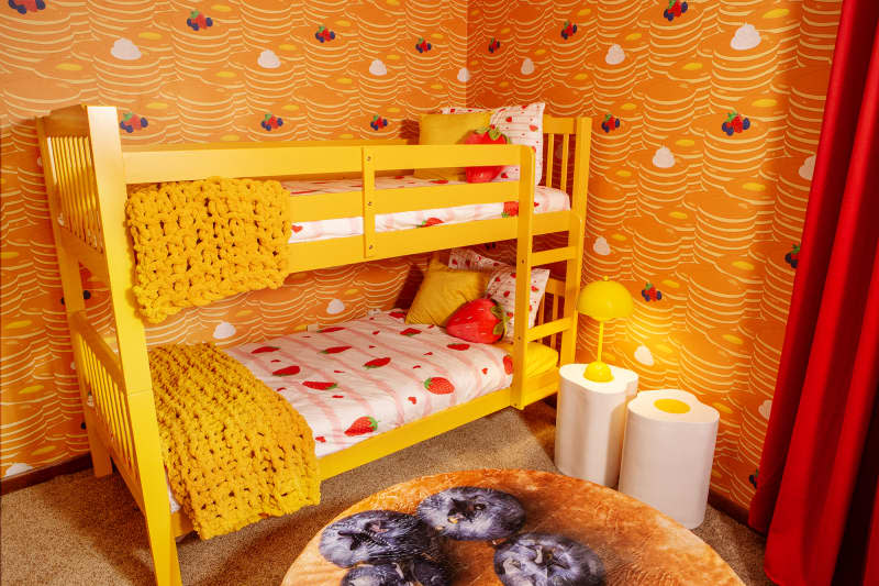 Yellow and red kids room at Eggo House of Pancakes in Gatlinburg, TN