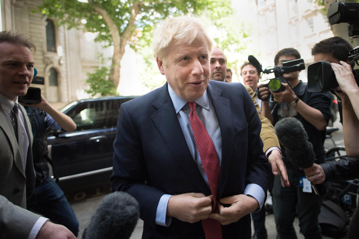 Former Foreign Secretary Boris Johnson arrives for the Conservative Councillors' Association Group Leaders' Day at Local Government House in London. (Photo by Stefan Rousseau/PA Images via Getty Images)