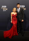 ZURICH, SWITZERLAND - JANUARY 09: Gerard Pique of Barcelona with Shakira during the red carpet arrivals for the FIFA Ballon d'Or Gala 2011 on January 9, 2012 in Zurich, Switzerland. (Photo by Scott Heavey/Getty Images)