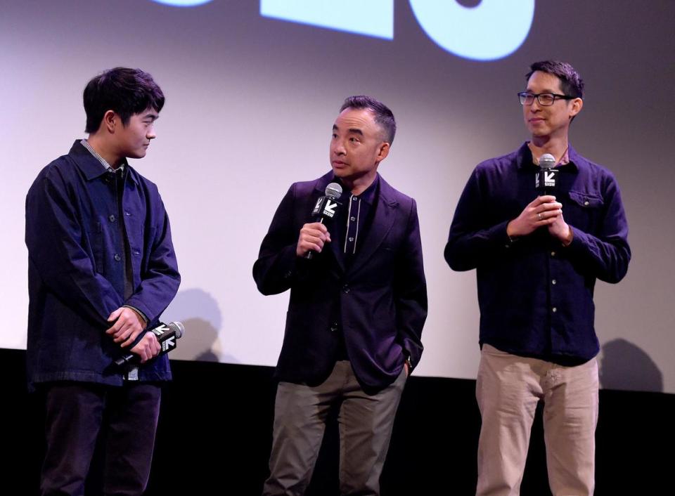 《西遊ABC》主角Ben Wang（左起）、監製馬勁騰、原著作者楊謹倫出席映後座談。（Disney+提供）