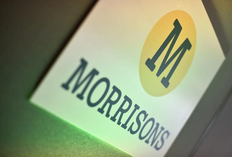 Branding for Morrisons is seen in a conference room in central London, Britain September 10, 2015. REUTERS/Toby Melville