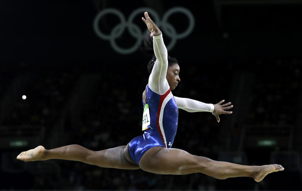 FILE - United States' Simone Biles performs on the balance beam during the artistic gymnastics women's individual all-around final at the 2016 Summer Olympics in Rio de Janeiro, Brazil, Aug. 11, 2016. USA Gymnastics announced Wednesday, June 28, 2023, that Biles, the 2016 Olympic champion, will be part of the field at the U.S. Classic outside of Chicago on Aug. 5. The meet will be Biles' first since the 2020 Olympics. (AP Photo/Rebecca Blackwell, File)