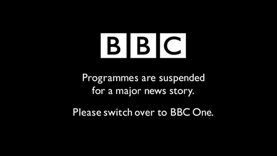 TV OUT. ALL BROADCAST WEBSITES OUT. No cropping permitted. Picture must be credited to BBC Three. We are advised that videograbs should not be used more than 48 hours after the time of original transmission, without the consent of the copyright holder. Screengrab from BBC Three redirecting viewers to BBC One which is reporting on the death of Queen Elizabeth II. Issue date: Thursday September 8, 2022.