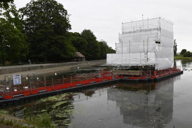 Coate Water diving board covered and surrounded in scaffolding as £120k of renovation work starts Picture: Dave Cox