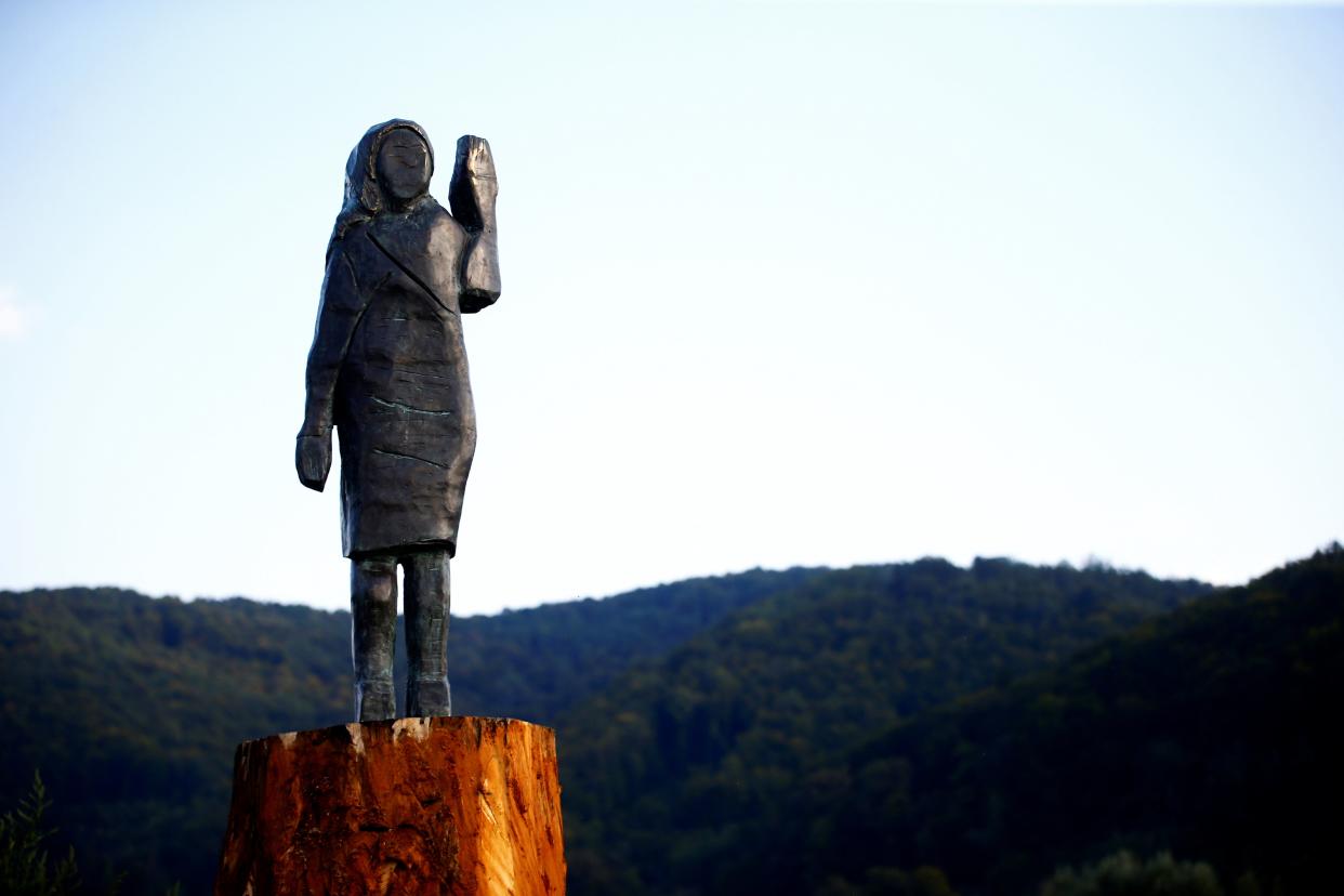 A bronze statue depicting Melania Trump has been unveiled in her hometown in Slovenia. (REUTERS)