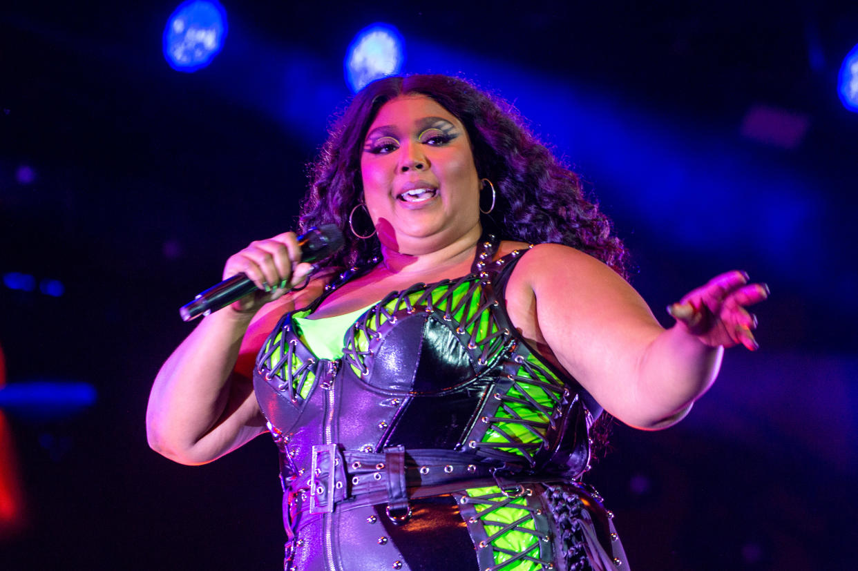 ROSKILDE, DENMARK - JULY 01: Lizzo performs at Roskilde Festival 2023 on July 01, 2023 in Roskilde, Denmark. (Photo by Joseph Okpako/WireImage)