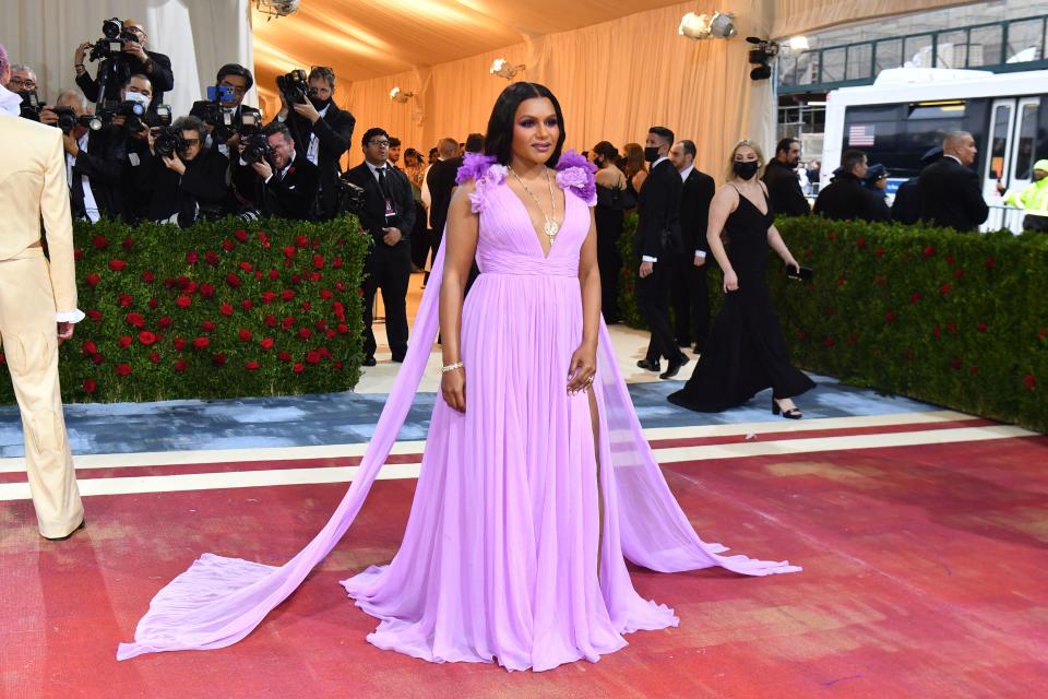 Mindy Kaling rocks a leg slit and plunging neckline at the Met Gala