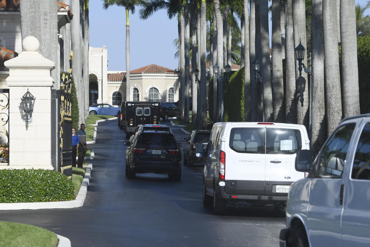 The motorcade with President Donald Trump arrives at his Trump International Golf Club in West Palm Beach, Florida, on Dec. 1, 2019. (Photo: ASSOCIATED PRESS)