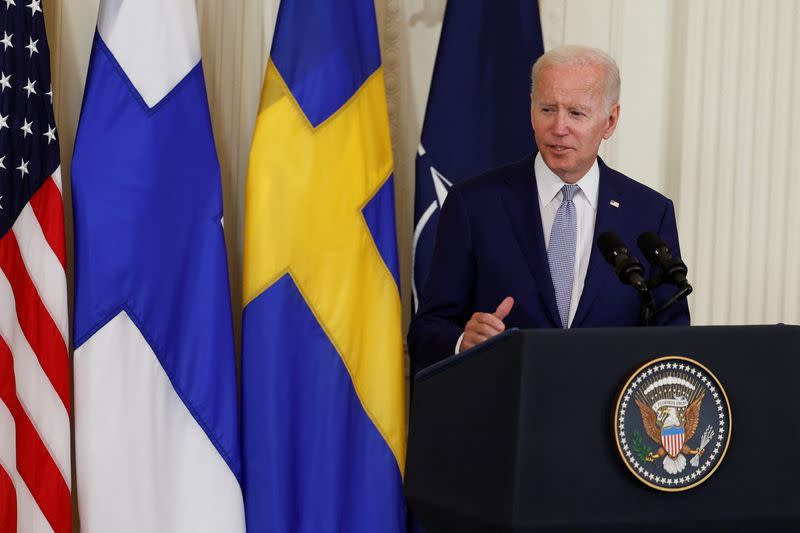 U.S. President Biden signs ratification of accession protocols to NATO for Finland and Sweden