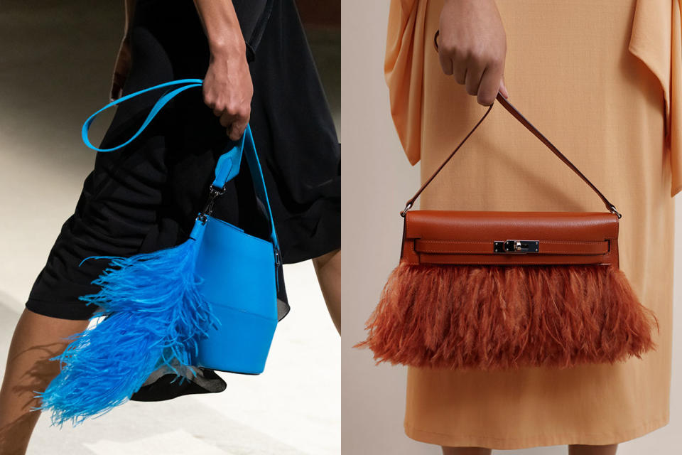 PFW：折射出沙丘的無窮景色！Hermès 剪下帳篷碎片，為 Kelly Bag 鋪上仙氣羽毛