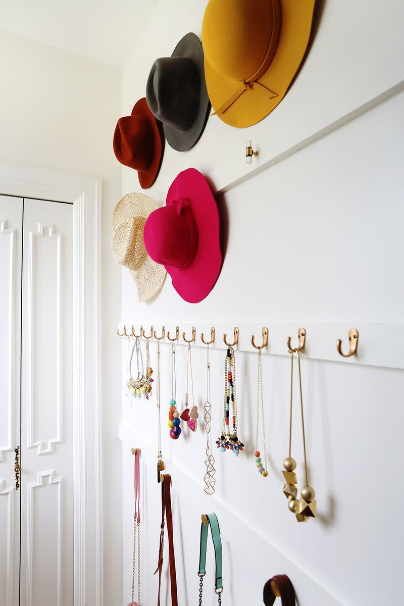 walk in closet ideas with jewelry wall