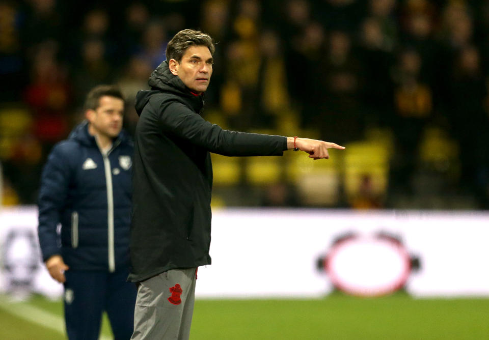 Southampton manager Mauricio Pellegrino gestures on the touchline