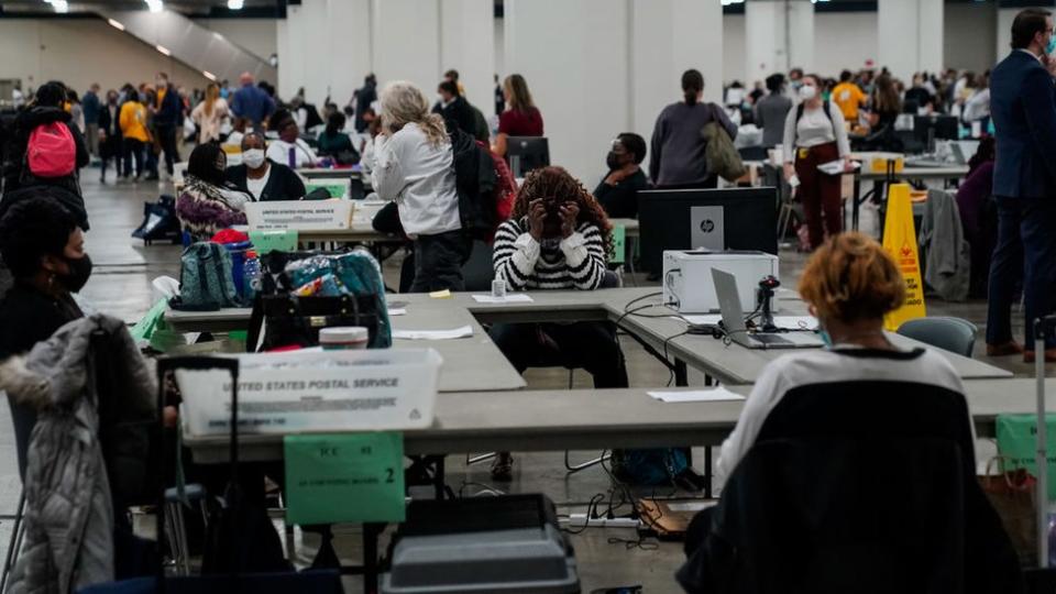 Poll workers in Michigan