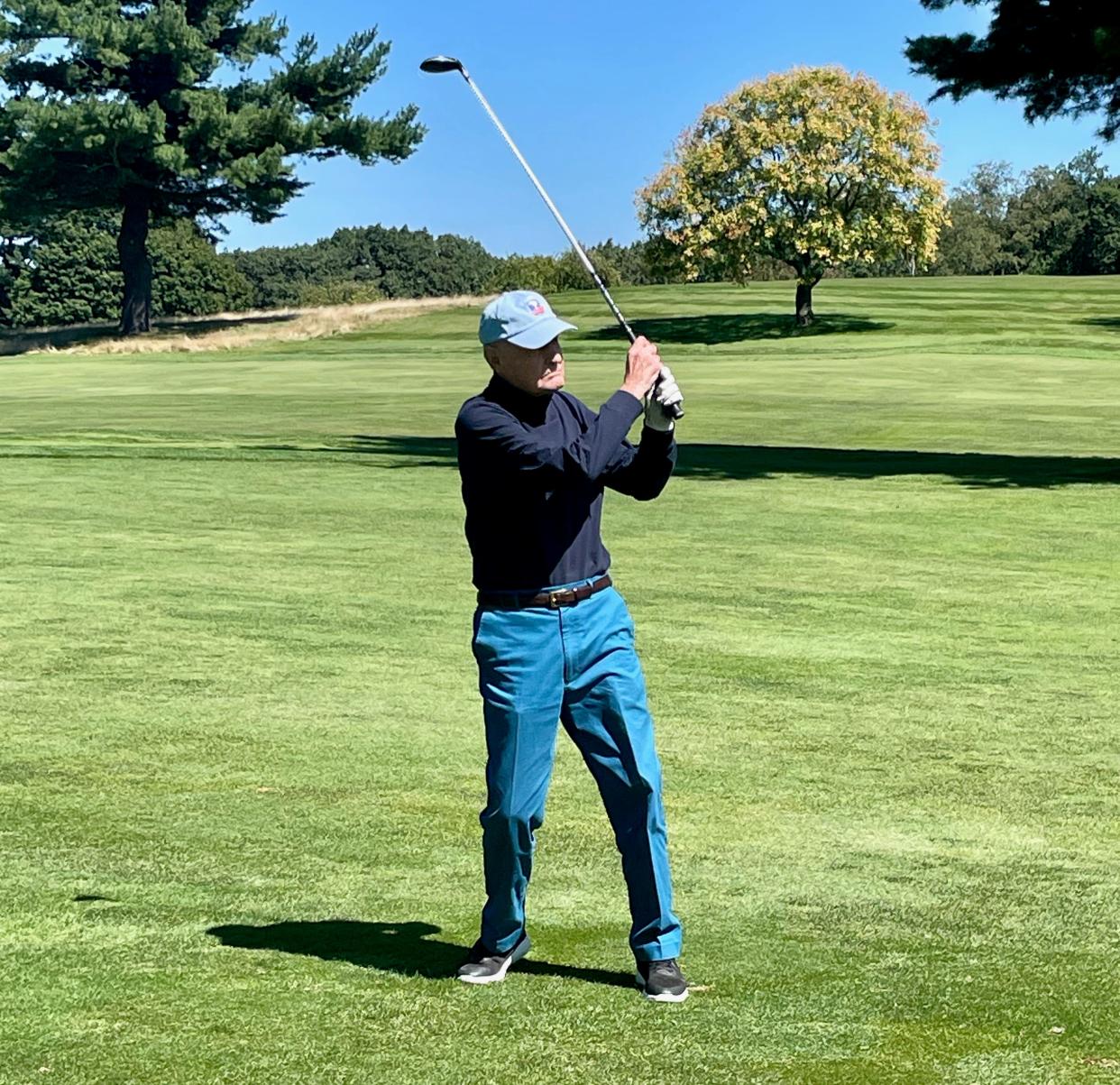 Jack Keegan hits a shot on the ninth fairway at Tatnuck Country Club.