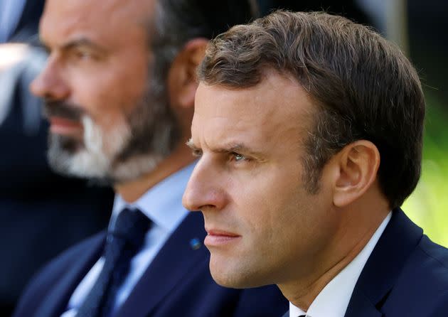 Emmanuel Macron et Edouard Philippe lors de la Convention citoyenne pour le climat, 29 juin 2020. (Photo by CHRISTIAN HARTMANN/POOL/AFP via Getty Images) (Photo: CHRISTIAN HARTMANN via Getty Images)