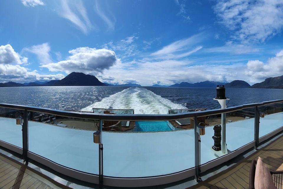 The Seabourn Venture offers a panoramic view from the stern