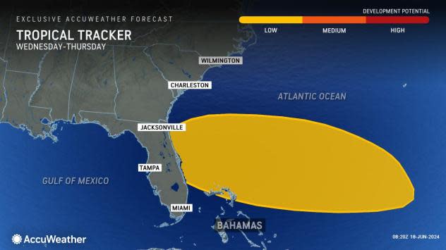 Tropical tracker for system east of Florida June 18, 2024.