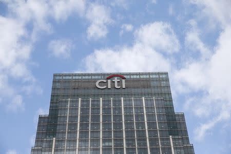 A Citigroup office is seen at Canary Wharf in London, Britain May 19, 2015. FREUTERS/Suzanne Plunkett