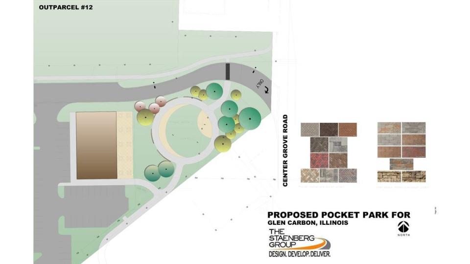 A pocket park is part of the proposed development for the southeast end of Orchard Town Center in Glen Carbon.