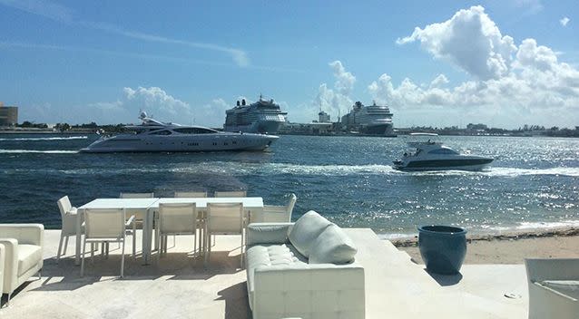 The usual view from the Todhunter household. While the ships get close, nothing compared to last week's events. Picture: Bill Todhunter/Facebook