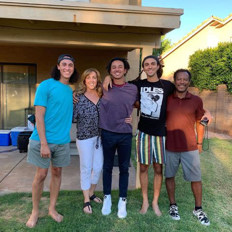 <p>Cole Tucker Instagram</p> Cole Tucker with his parents, Erin and Jackie Tucker, and his siblings, Carson and Quinn