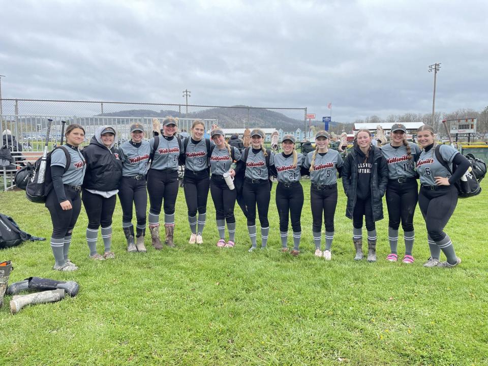 Wellsville's softball team after a 2-0 win over Dubois Central Catholic from Pennsylvania on Saturday, April 27, 2024 at Tuller Field.