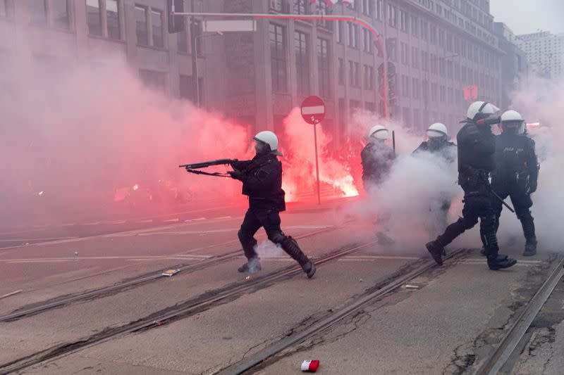 People mark the National Independence Day in Warsaw