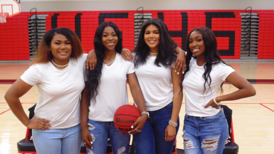 The West Florida High School girls basketball seniors from left to right: Kendall Davis, Jae Jemmott, Jadyn Brown, Amari Franklin.