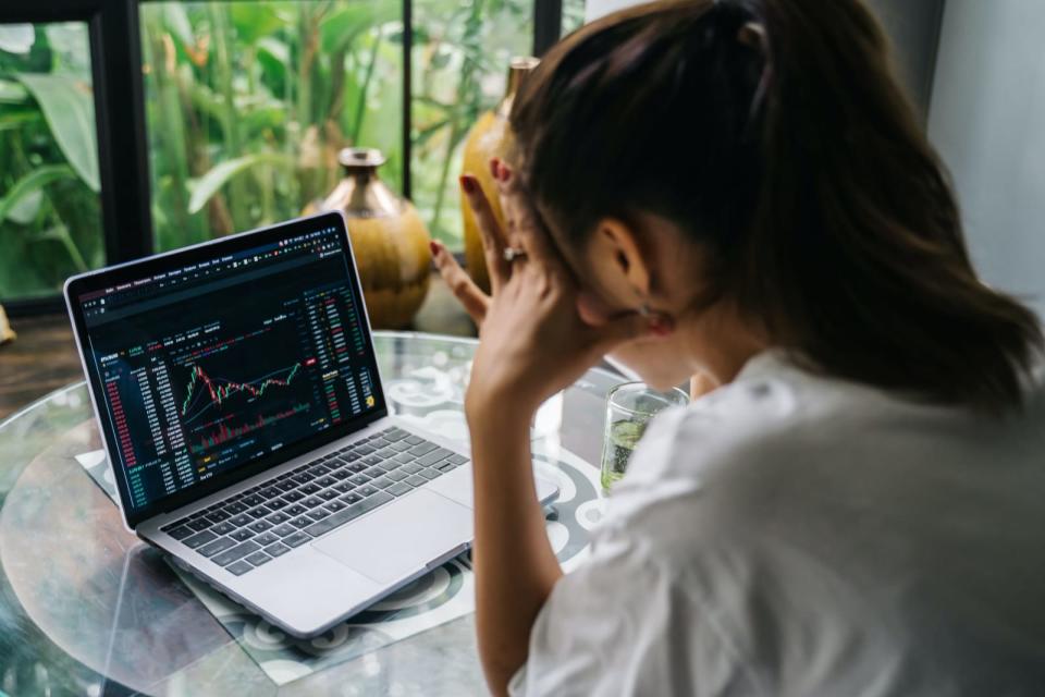 women stressing over stock market