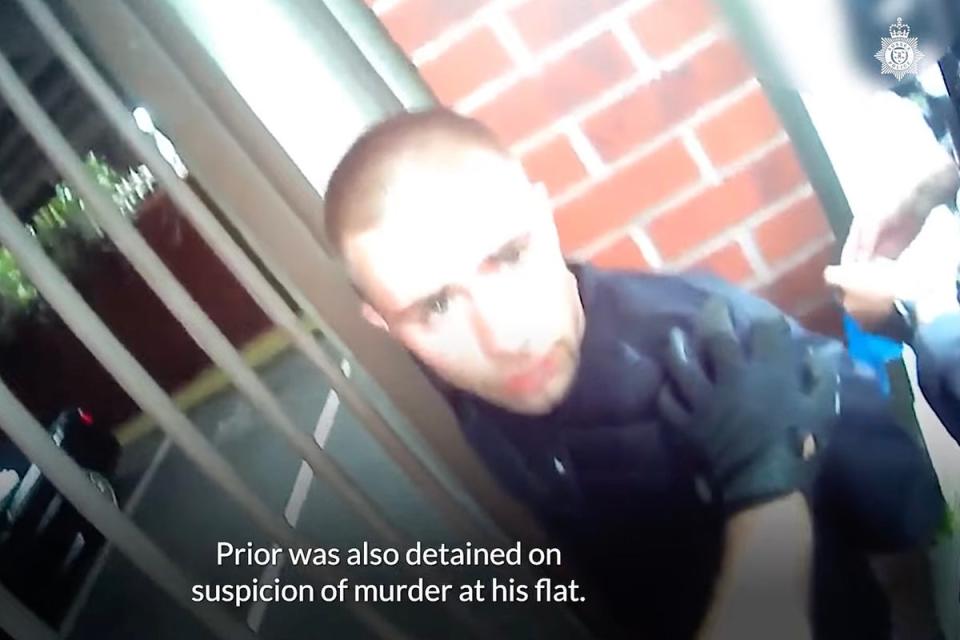 Kaydon Prior is arrested by police at his home shortly after the murder (Sussex Police)