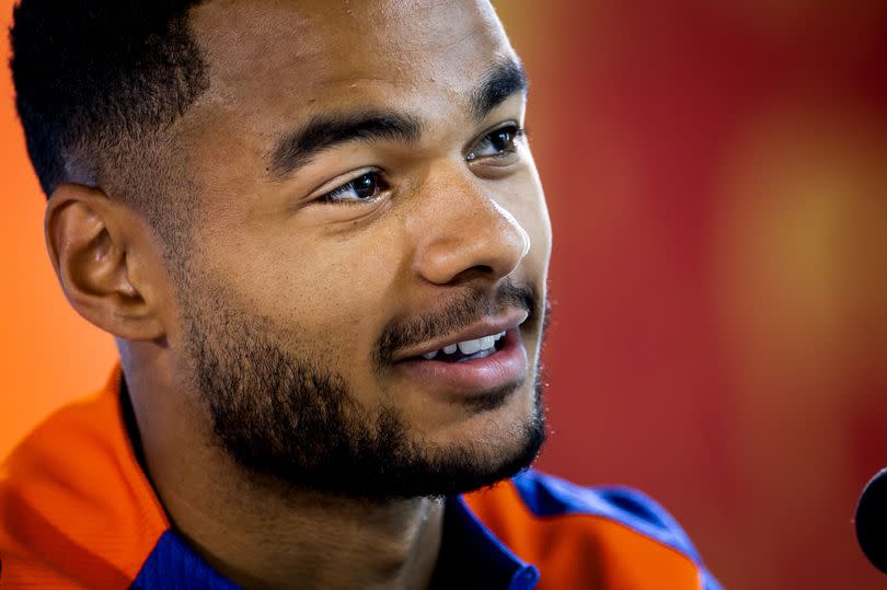 Cody Gakpo during a media moment of the Dutch national team in the Volkswagen Arena on July 8, 2024 in Wolfsburg, Germany. The Dutch national team is preparing for the semi-finals of the European Football Championship in Germany against England