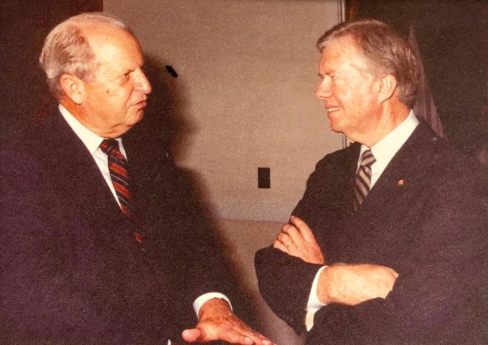 1982 World's Fair Commissioner General Dortch Oldham greeted former presidents, including Jimmy Carter, during fair events.