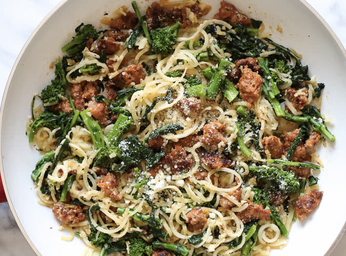 Broccoli Rabe and Sausage Parsnip Spiraled Pasta