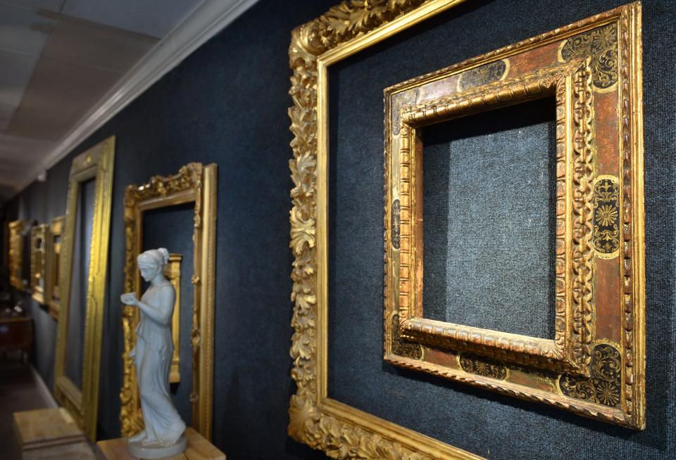 This 17th century, hand-carved and painted Italian frame is among the collection of period frames that will be auctioned later this month. Helmuth Stone Gallery will hold an auction on Jan. 28th of more than 500 period frames from the collection of Eli Wilner.