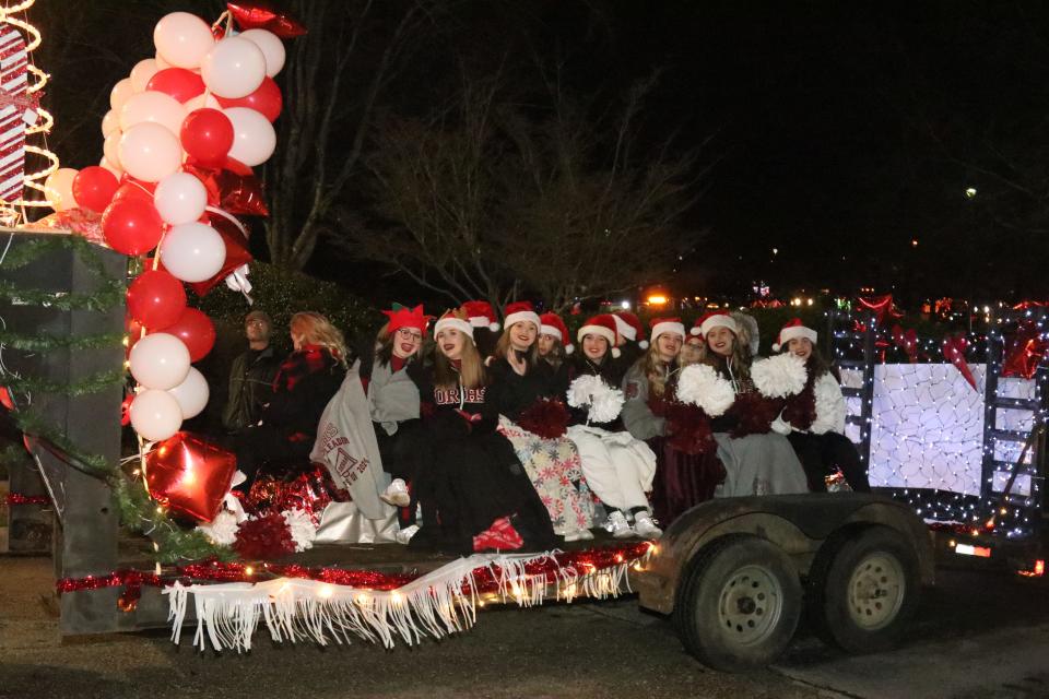 A float featuring the Oak Ridge High School cheerleaders in the 2021 Oak Ridge Christmas Parade, held Dec. 11.