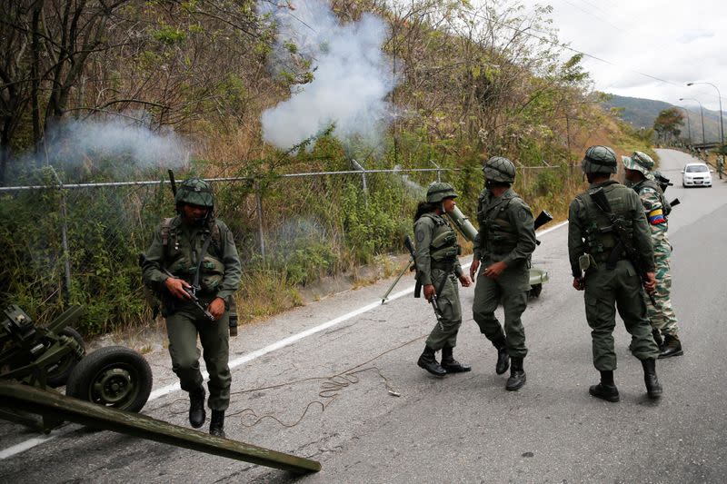 Members of the Venezuelan army take part in a military exercise in Caracas