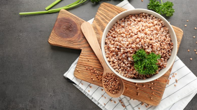 bowl of cooked buckwheat groats