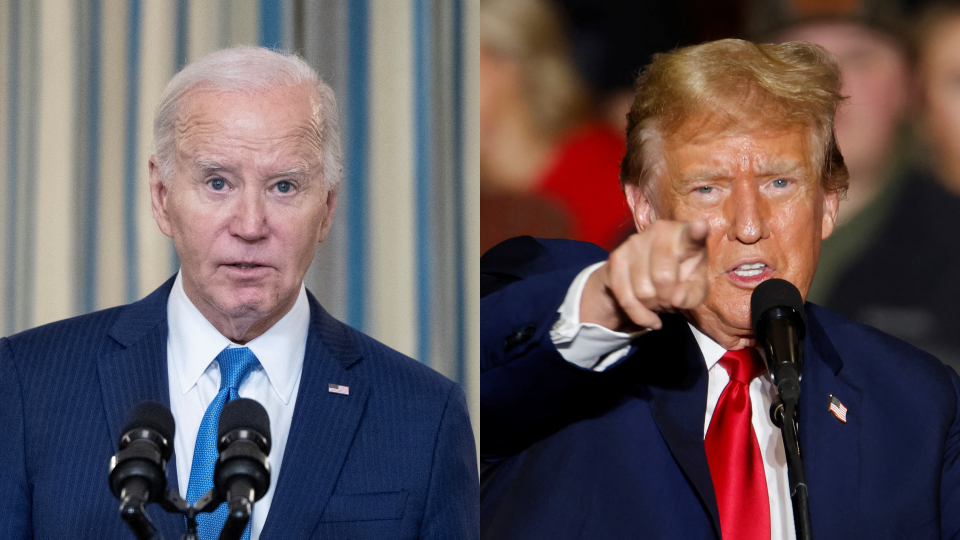 2024美國總統大選開跑，左為現任總統拜登（Joe Biden），右為前總統川普（Donald Trump），圖片來源：Reuters