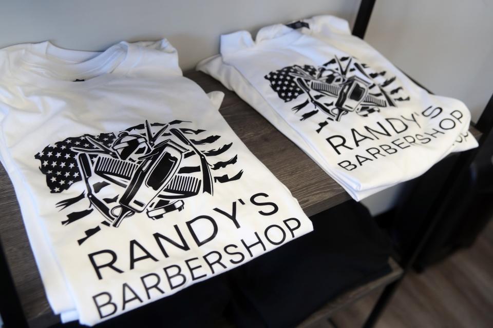 T-shirts, shown Nov. 9, are for sale at Randy's Barbershop.