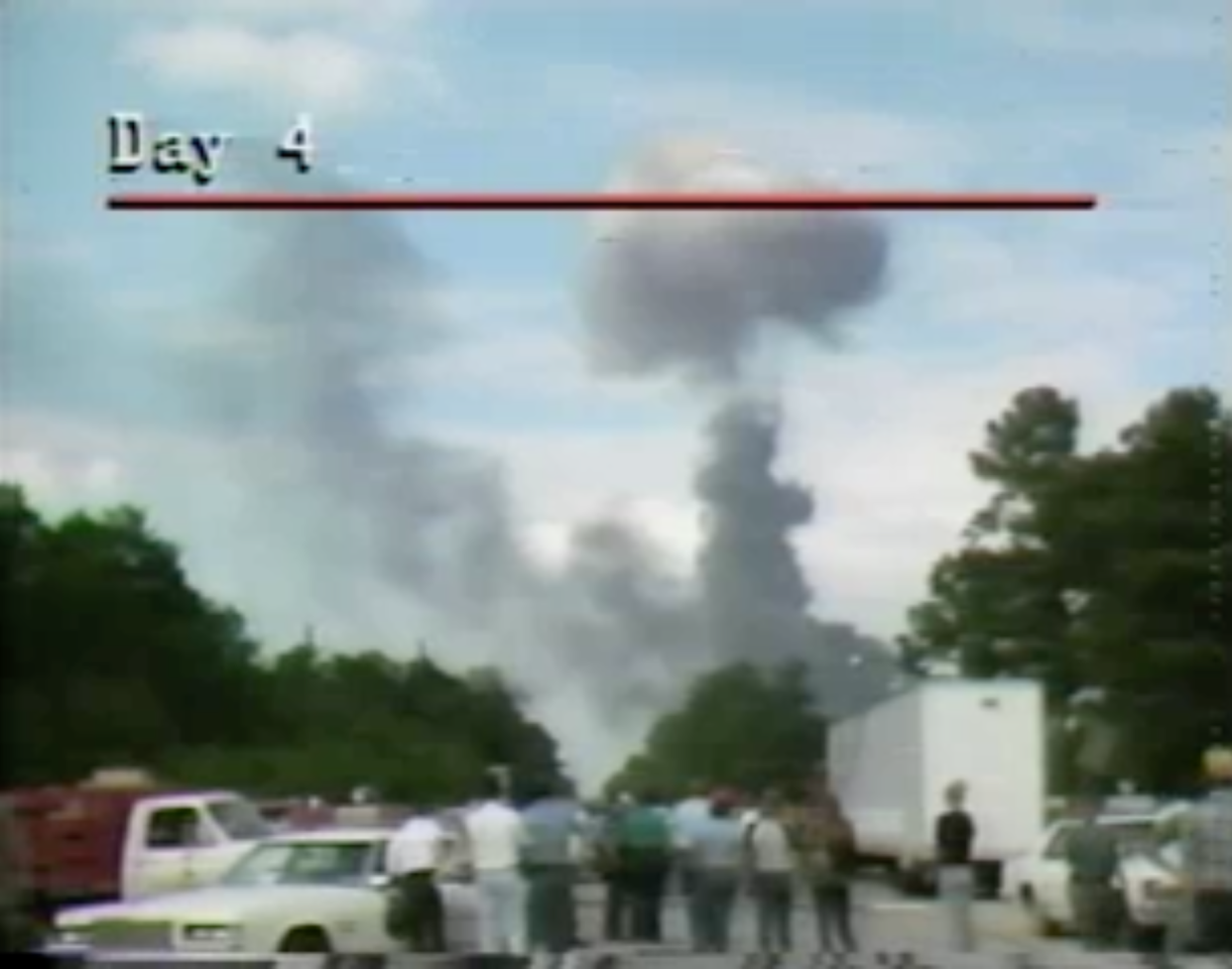 Image: A plume of smoke rises from the scene of a freight train derailment in Livingston, La., in 1982. (Environmental Protection Agency)