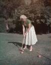 <p>American actress Betty Hutton looks glamorous as she plays a round of croquet, circa 1955. </p>
