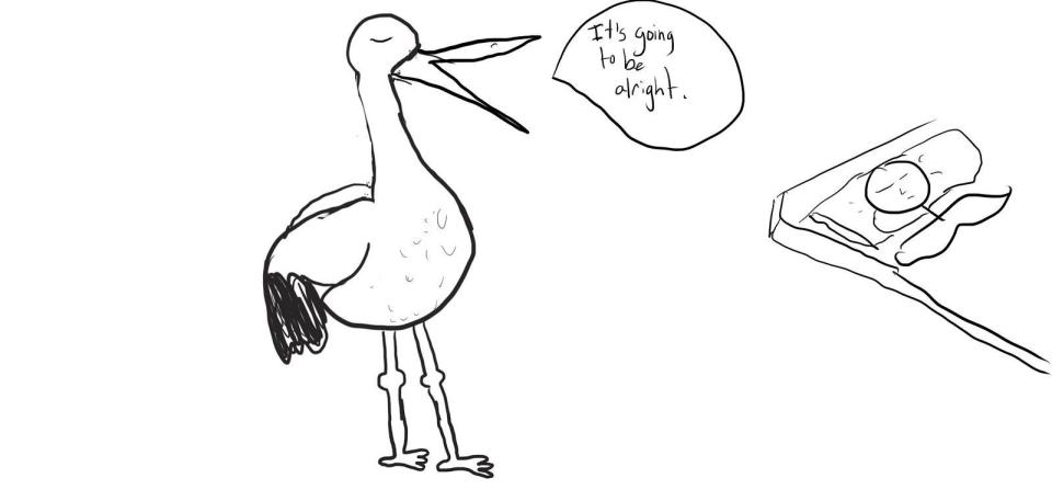 Stork delivering calming words