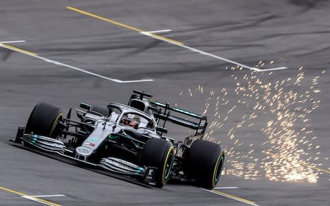 Photo by Sebastiao Moreira/EPA-EFE/REX (10476347ad) British driver Lewis Hamilton from Mercedes team, participates in the first free training for the Brazilian Grand Prix, which will be held on sunday at the Interlagos circuit in Sao Paulo, Brazil 15 November 2019 - Credit: REX