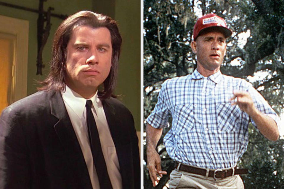 Side-by-side screenshots from "Pulp Fiction" and "Forrest Gump"