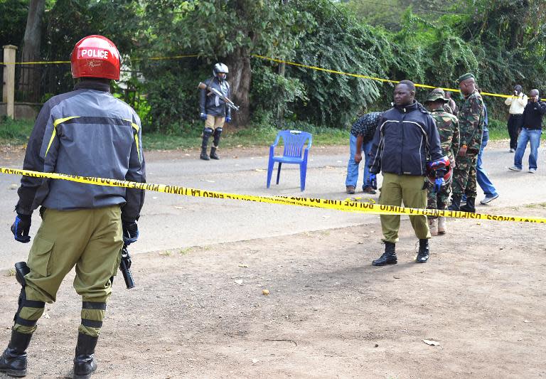 Police cordon off the site of a bomb attack on July 8, 2014 in Arusha, nothern Tanzania