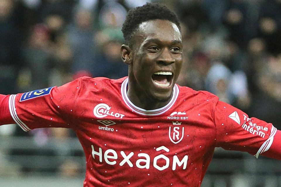 Arsenal striker Folarin Balogun has impressed many while on loan at Reims this season (AFP via Getty Images)