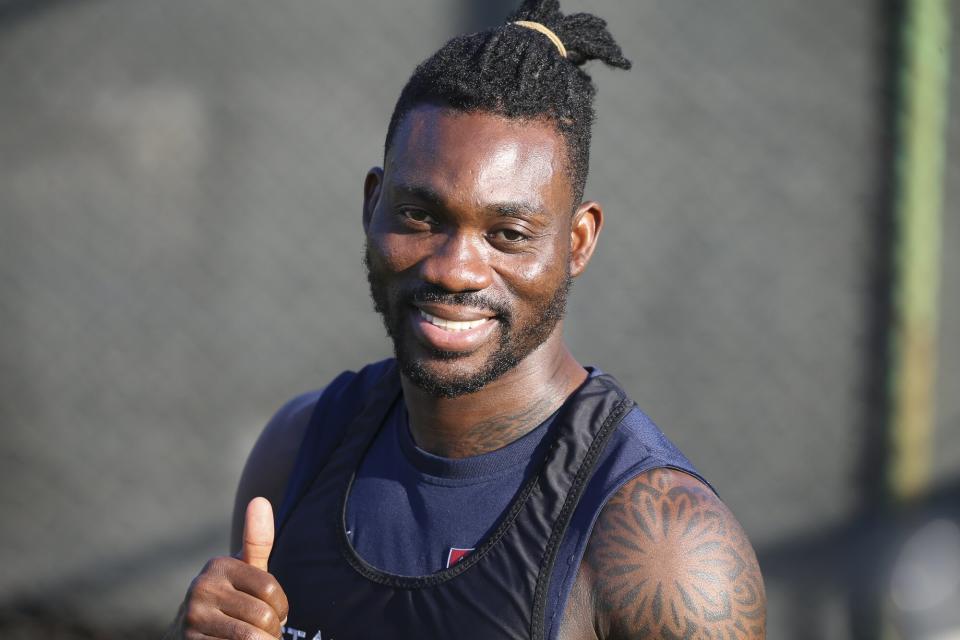 Christian Atsu of Atakas Hatayspor posing for a photo during a training session in Hatay, Turkiye