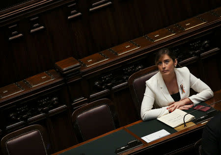 Italian Minister for Constitutional Reforms and Parliamentary Relations Maria Elena Boschi is seen before the final vote on gay and unmarried civil unions at the Italy's lower house of Parliament in Rome, Italy May 11, 2016. REUTERS/Alessandro Bianchi