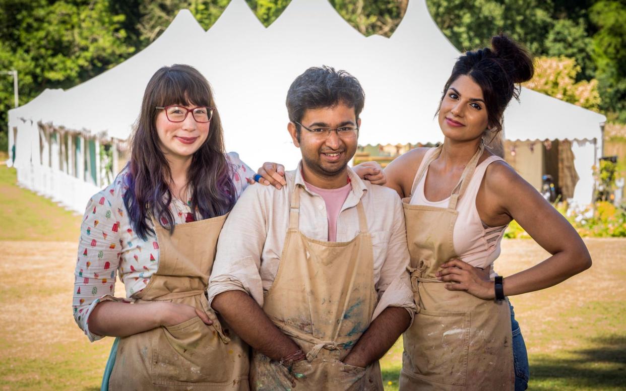Kim-Joy, Rahul and Ruby battle it out for the Bake Off crown - PA