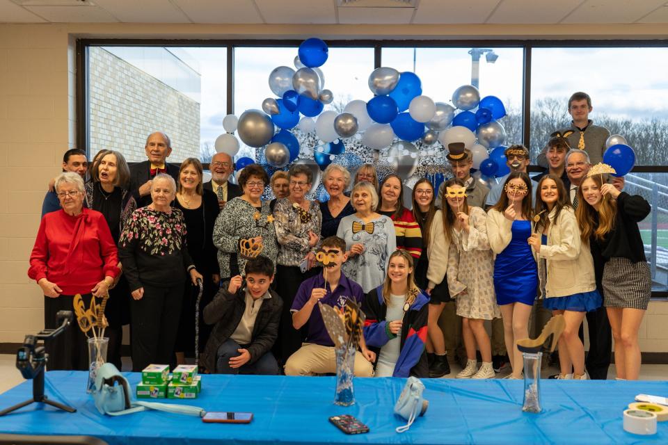 Some of the 100+ guests as well as Wallenpaupack Area High School FBLA members gathered for a photo at the second annual Polar Promenade dinner dance on Jan. 27, 2024.